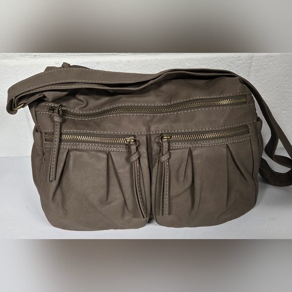 Bueno Double Strap Shoulder Bag Super Soft Faux Leather Taupe CLEAN CONDITION - Picture 2 of 13